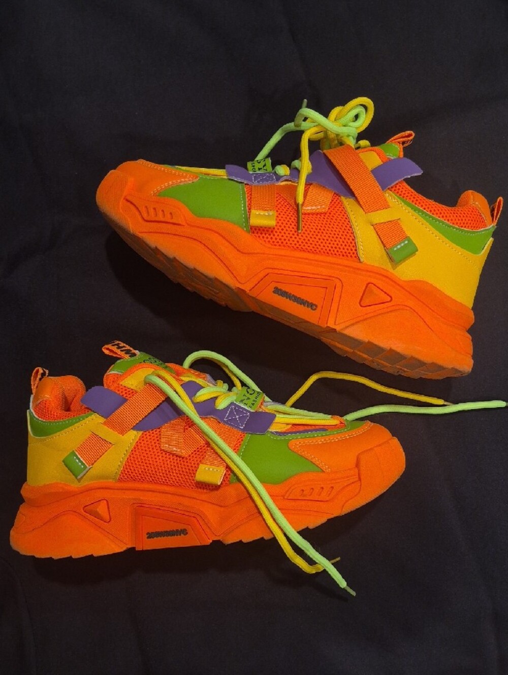 Vibrant, Neon Orange and Green Chunky Platform SZ 8.5